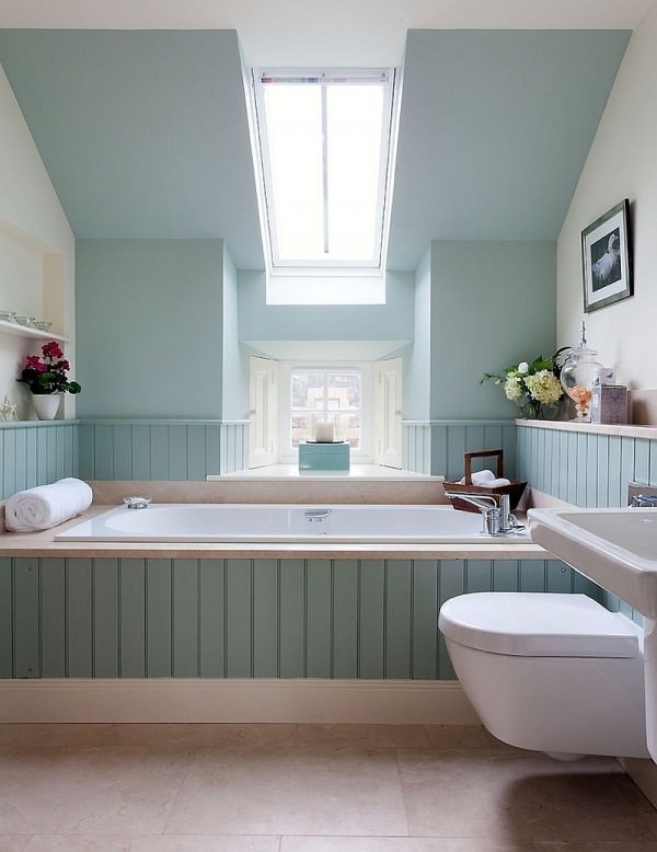 Skylight-allows-you-to-use-color-in-the-small-bathroom-with-ease