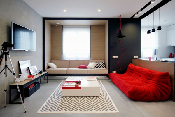 open-space-living-room-pops-of-red-togo-sofa