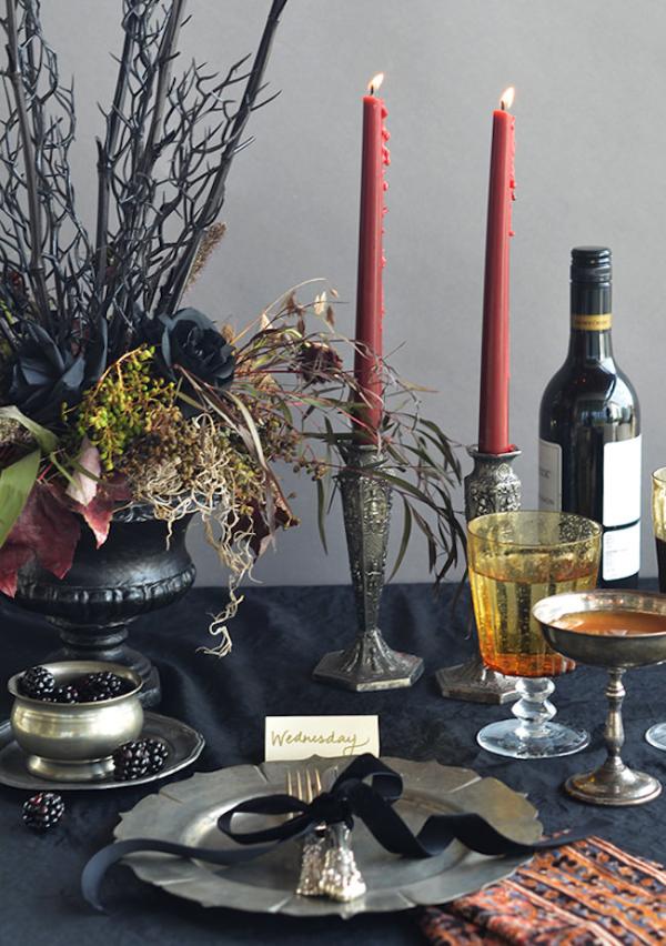 Addams-Family-themed-Halloween-table-setting