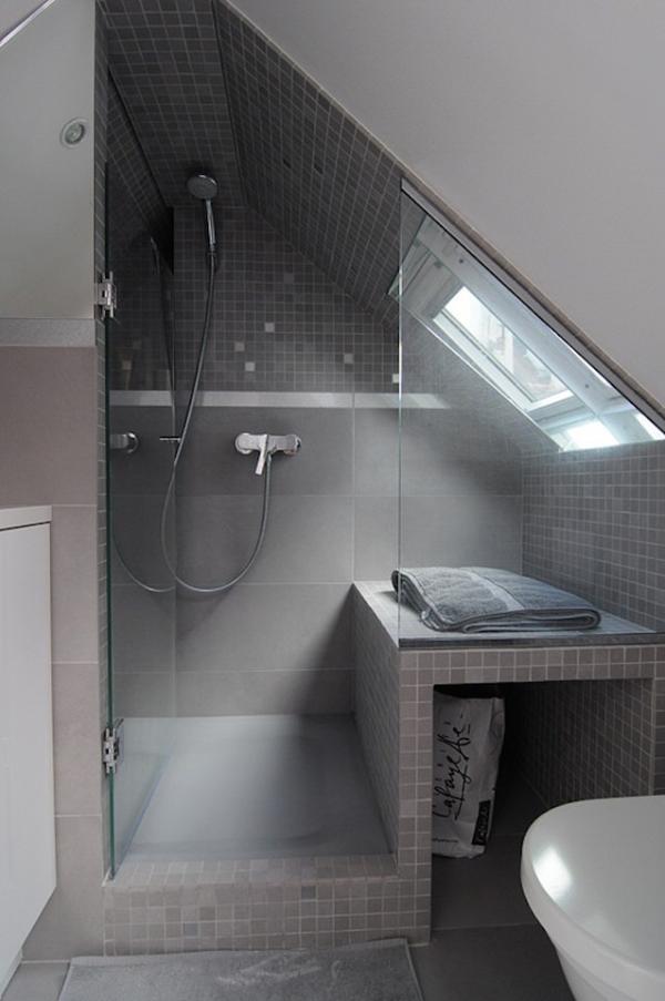 Beautiful-gray-tiled-shower-in-a-small-attic