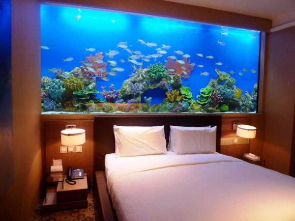 Huge-aquarium-takes-the-place-of-a-headboard