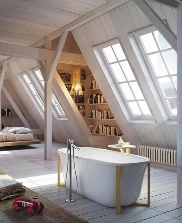 Luxurious-soaking-tub-in-the-middle-of-a-large-attic