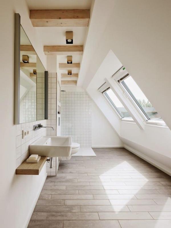 Simple-bathroom-designed-to-highlight-attic-shape-and-architecture