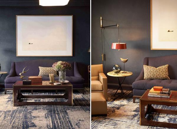 Custom-rug-acentuates-the-masculine-vibe-of-the-room