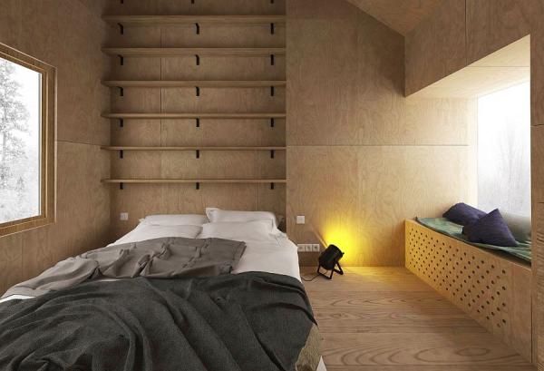 Minimal-bedroom-design-on-the-top-level-of-the-cabin-retreat