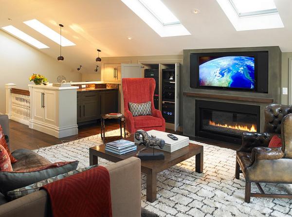 Skylights-and-a-hint-of-color-enliven-this-attic-living-space