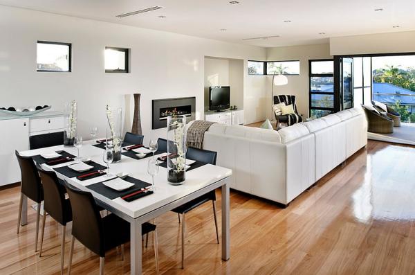 Sleek-fireplace-helps-define-the-living-space-in-an-open-floor-plan