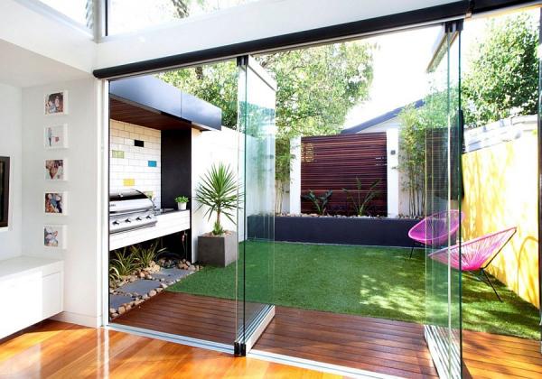 Small-backyard-connected-with-the-interior-using-glass-doors