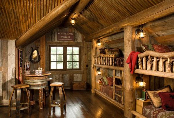 Walls-sconces-add-to-the-elegant-rustic-vibe-in-the-kids-bedroom
