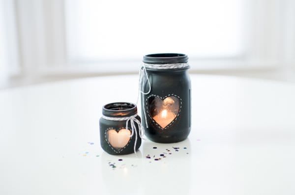black-painted-mason-jars
