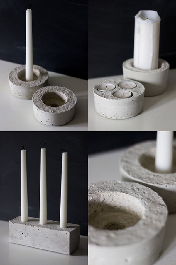 round-cement-candles-holder