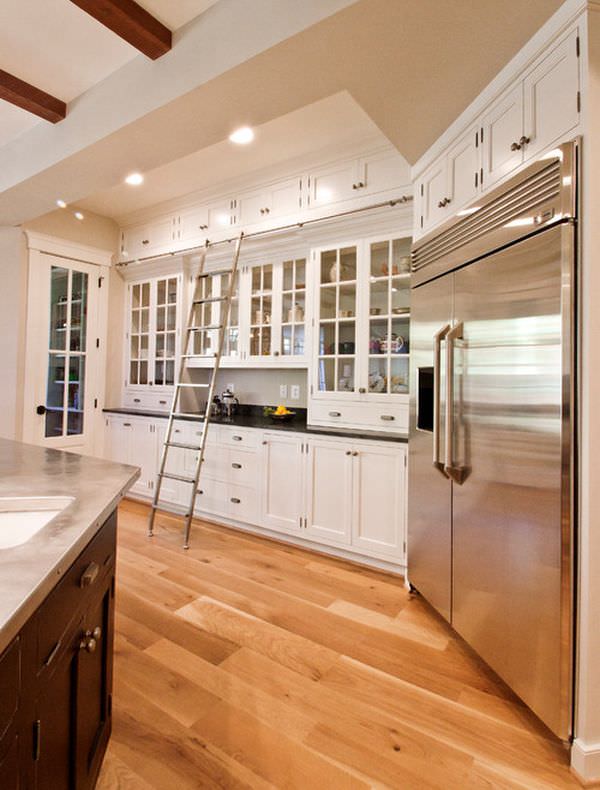 traditional-white-kitchen-featuring-a-ladder